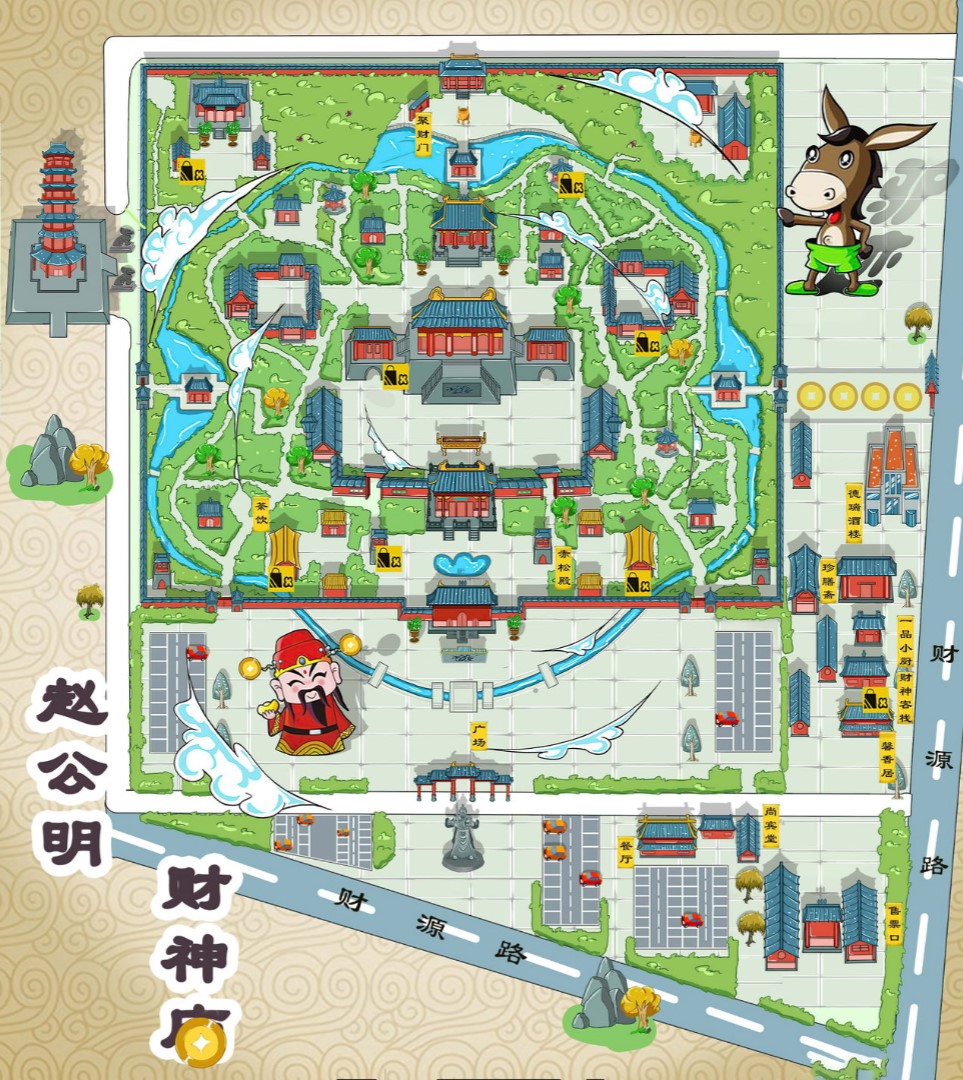 龙城寺庙类手绘地图